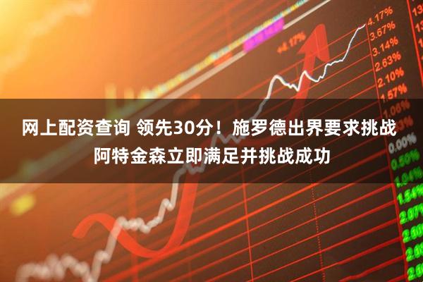 网上配资查询 领先30分！施罗德出界要求挑战 阿特金森立即满足并挑战成功